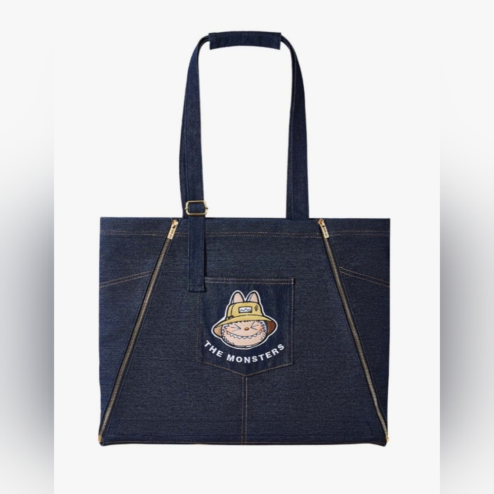 Pop Mart Labubu The Monsters Denim Tote Apron Bag